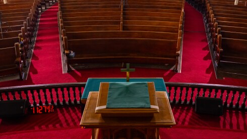 The sanctuary at Quinn Chapel AME Church on the South Side, Wednesday Feb. 11, 2026. | Candace Dane Chambers/Sun-Times.