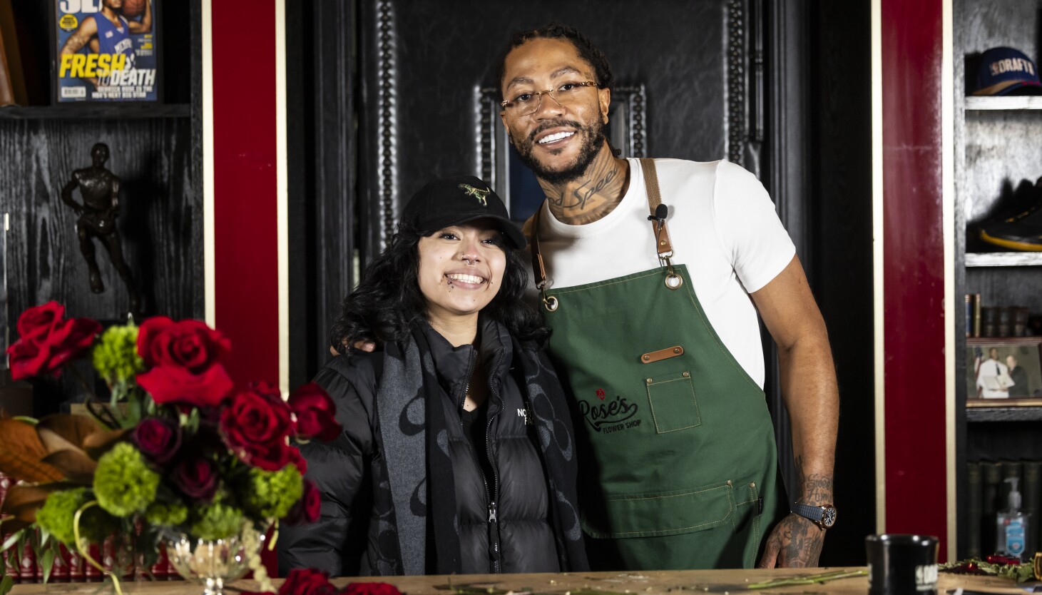 Derrick Rose surprised Chicago fans, working a pop-up florist shop and gifting thousands of free flowers.