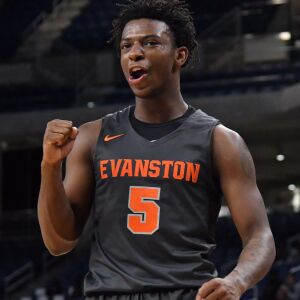 Evanston’s Lance Jones (5) cheers. Worsom Robinson/For the Sun-Times.