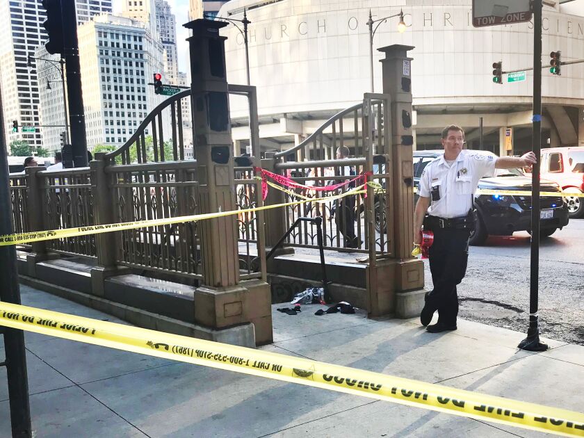A 14-year-old boy was shot Friday on the southwest corner of Wabash Avenue and Wacker Drive. | Matthew Hendrickson/Sun-Times