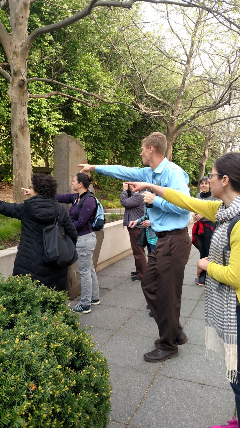 Point-and-shout method of birding Lurie Garden on a beautiful May morning.<br>Credit: Dale Bowman