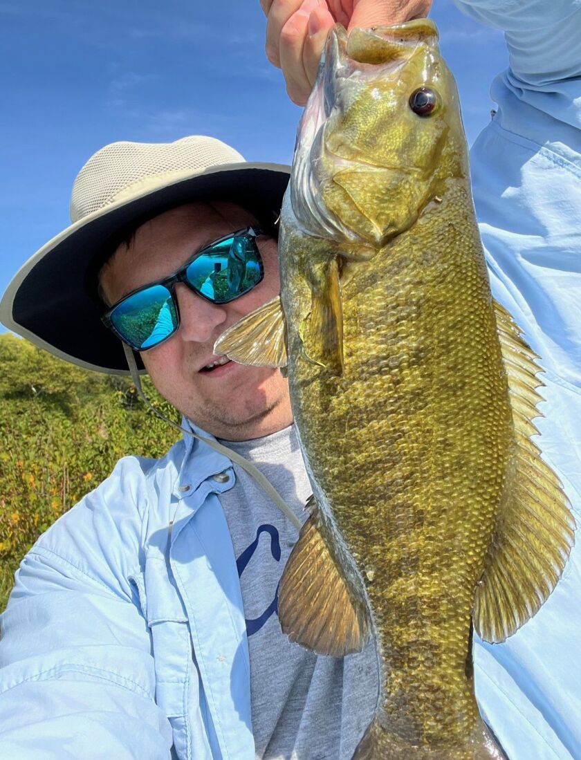 Aaron Funke with a smallmouth bass from the Kankakee River. Provided photo