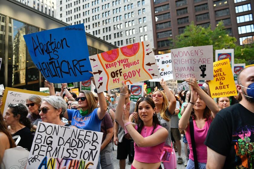 A rally at Federal Plaza, then a march through the Loop, were held on Friday, June 24, 2022 after the Supreme Court issued its ruling eliminating a constitutional right to an abortion.
