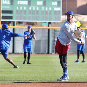 Carl Edwards Jr. throwing the baseball on Field 1 at Riverview Park, the Spring Training home of the Chicago Cubs in Mesa, AZ. | John Antonoff/For the Sun-Times