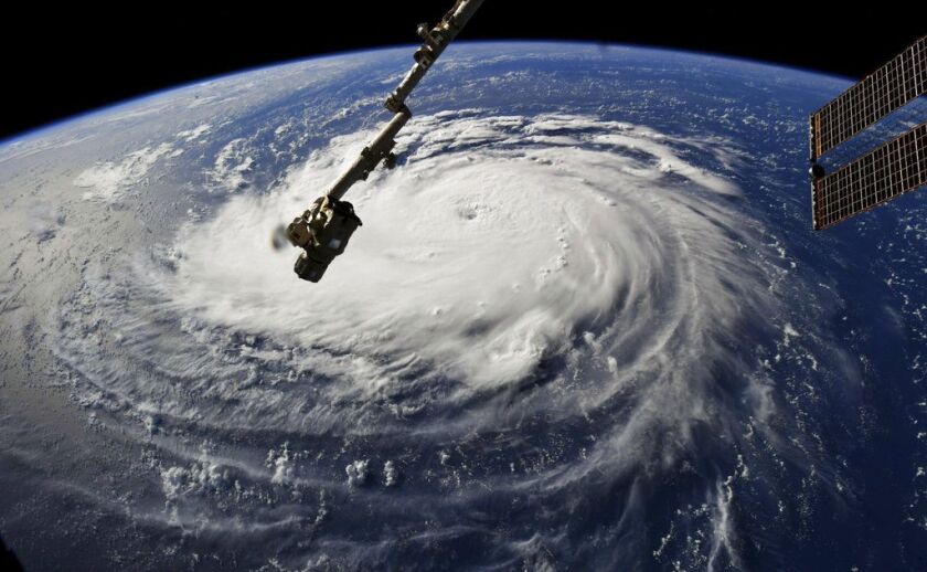 Hurricane Florence as seen from the International Space Station on Monday, Sept. 10, 2018, as it threatens the U.S. East Coast. | NASA via AP