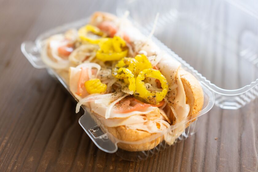 The Flippin turkey hoagie at Flippin Flavors is made with a soft bread and served open-faced. 