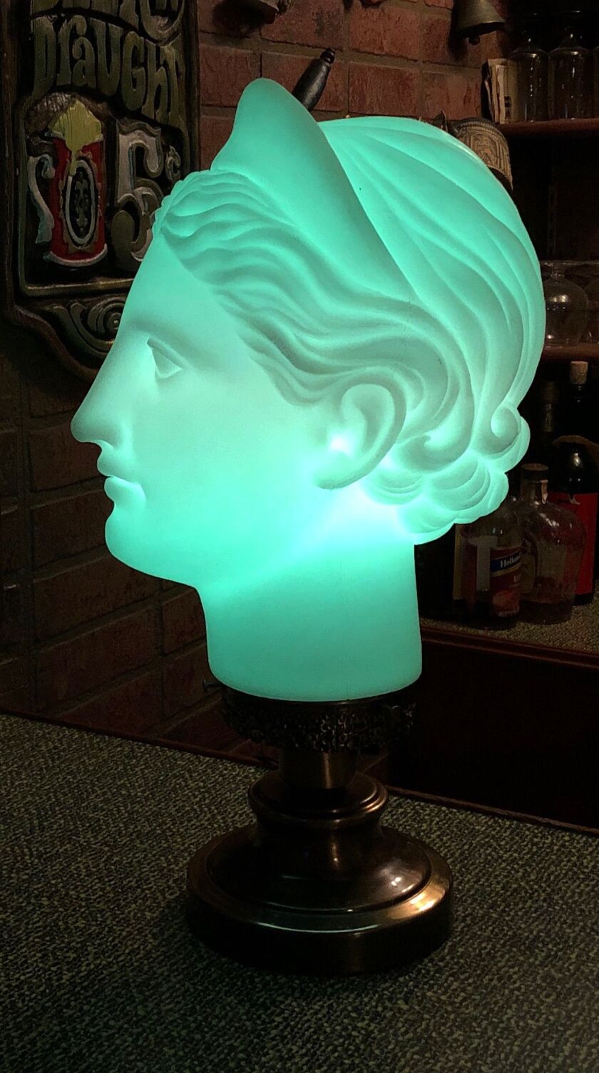 William Lange has also designed a lamp that is the head of a Grecian statue.