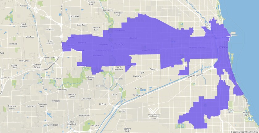 7th Congressional District map, U.S. House of Representatives, Illinois