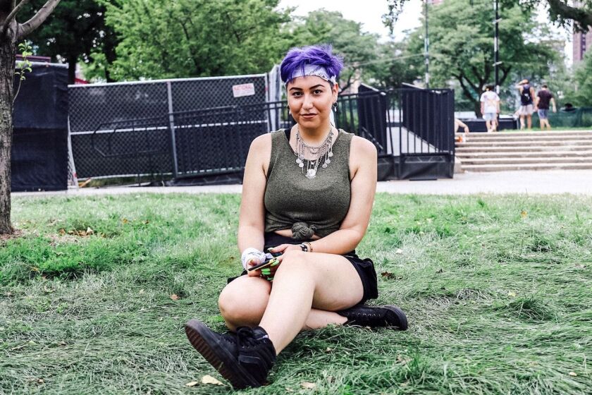 Gianna went with practical but fashionable bandanas. | Kate Scott/For the Sun-Times