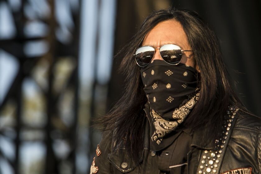 Sin Quirin, of Ministry, performs on day one of Riot Fest in Douglas Park on Friday. | Ashlee Rezin/Sun-Times