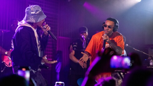 Chance the Rapper (left) joins Vic Mensa on stage at Garcia’s Chicago on Wednesday.