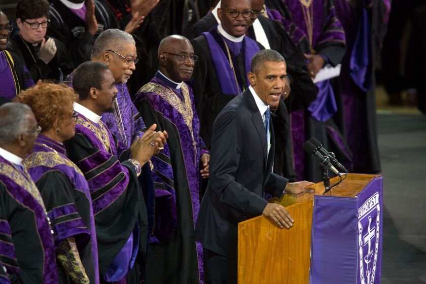 On June 17, 2015, a 21-year-old, self-proclaimed white supremacist massacred nine people during Bible study at Mother Emanuel A.M.E. Church in Charleston. On June 26, 2015, President Barack Obama delivered the eulogy at the funeral of senior pastor the Rev. Clementa Pinckney, at the College of Charleston.