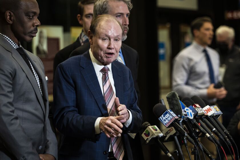 Former federal prosecutor Dan Webb, who was appointed special prosecutor in the Jussie Smollett case, speaks to reporters at the Leighton Criminal Courthouse after Smollett was found guilty on five counts of disorderly conduct, but acquitted of a sixth count.