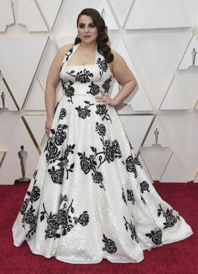 Beanie Feldstein arrives at the Oscars on Sunday night.