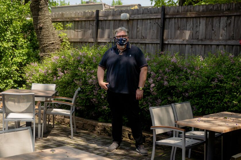 Kevin Hickey, owner of The Duck Inn, on the restaurant’s patio.