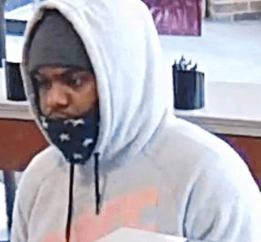 An image taken from bank security of a man who robbed a Chase Bank branch in Darien on Jan. 6. | FBI