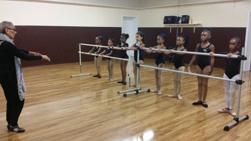 Millie Cruzat and her students at Chicago Contemporary Dance Theatre.