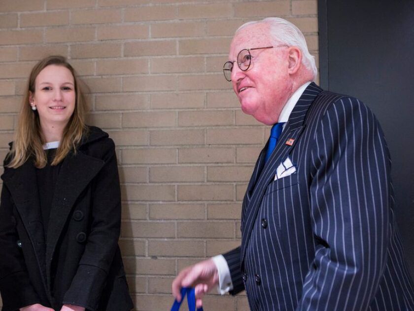 Alderman Edward M. Burke of the 14th Ward lines up for the first day of the filing period for Municipal Elections, Monday, November 19th, 2018. | James Foster/For the Sun-Times