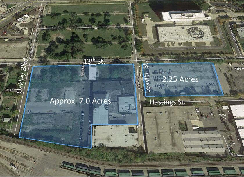 Google Earth illustration from Illinois Medical District development plans document.