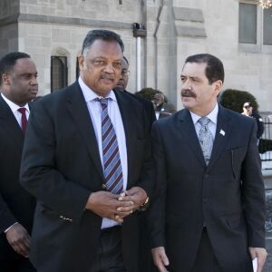 Rev. Jesse Jackson endorsed mayoral candidate Jesus ‘Chuy’ Garcia on Monday. | Ashlee Rezin/For Sun-Times Media