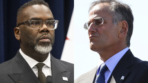 Mayor Brandon Johnson (left) and Chicago billionaire Michael Sacks.
