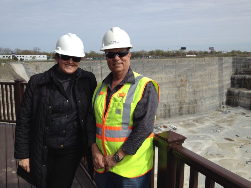 <small><strong>Mariyana T. Spyropoulos, president of the Metropolitan Water Reclamation District, and Adel Awad, senior civil engineer | Neil Steinberg/Sun-Times</strong></small>
