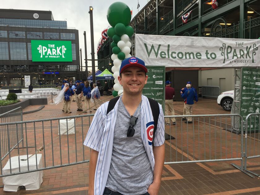 Cubs fan Mike Schmidt got to Wrigley Field early Monday, still hoping to snag a bleacher ticket. | Mitch Dudek/Sun-Times