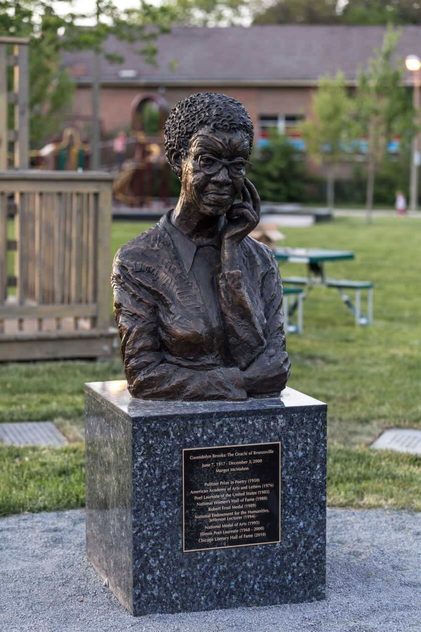 Gwendolyn Brooks’ sculpture at the Gwendolyn Brooks Park, 4542 S. Greenwood Ave. | Erin Brown/Sun-Times