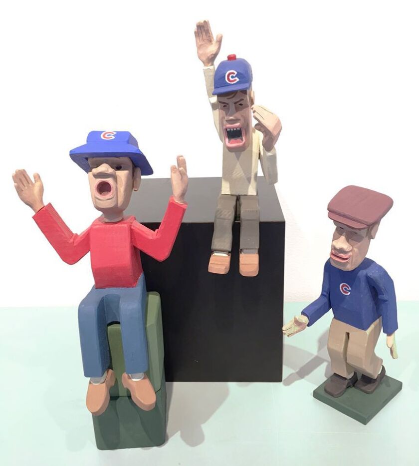 Scuplture of Cubs fans by Steve Rebora. | Vale Craft Gallery