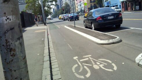 A “Copenhagen style” bike lane in Melbourne, Australia.