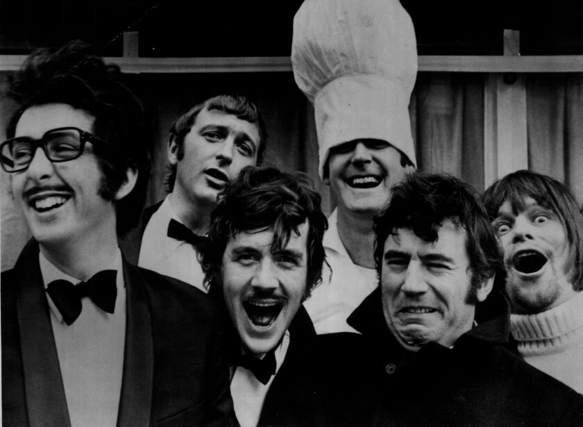 The original Monty Python troupe (from left): Eric Idle, G. Aham Chapman, Michael Palln, John Cleese, Terry Jones and Terry Gilliam.