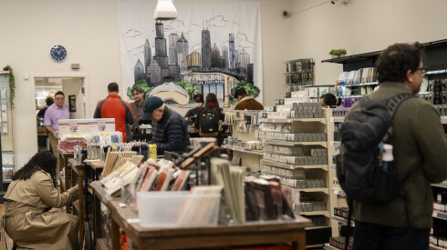 Customers shop for stationary and accessories at Atlas Stationers.