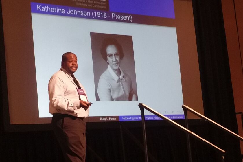 Morehouse professor Rudy L. Horne discusses mathematician Katherine Johnson, an African-American leader in the early days of NASA’s space program. | Edray H. Goins / Purdue University