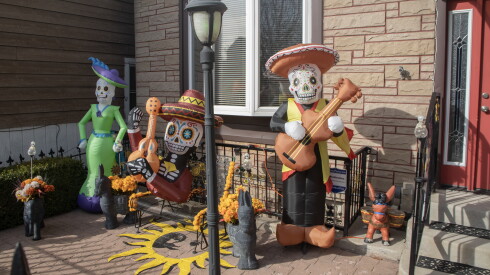 Día de Muertos decorations outside a home in the 1500 block of West Cullerton Street in Pilsen.