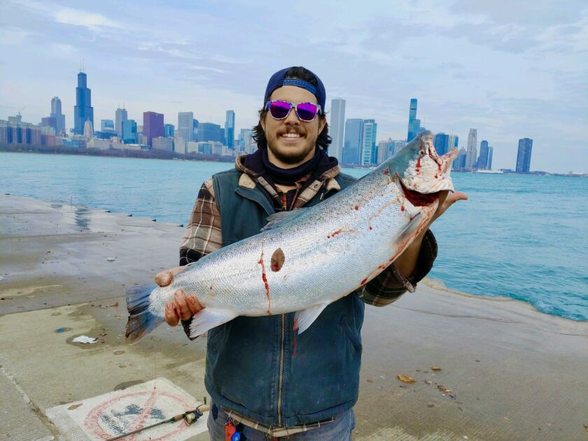 Quinn Wunar with a memorable catch on the Chicago lakefront. Provided photo