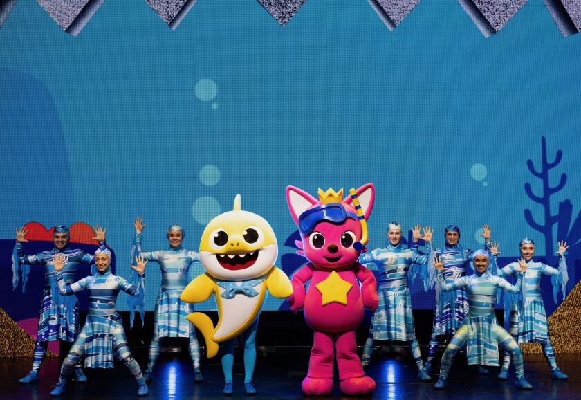 “Baby Shark Live!” features songs brought to life via a handful of costumed performers, cartoon-like puppets and a large LED video screen.