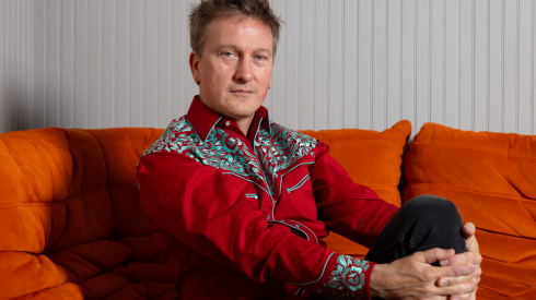Jason Narducy sits in SPACE music hall in Evanston, Tuesday, July 21, 2026.