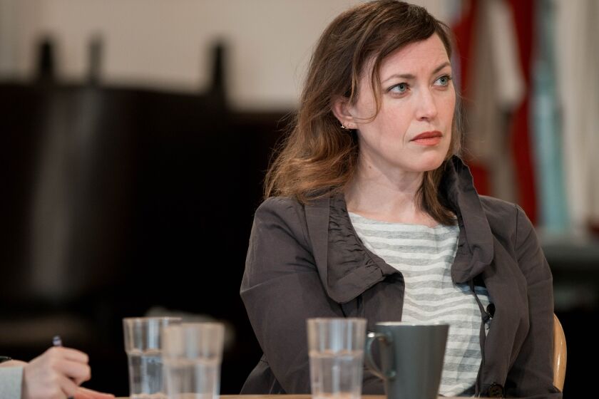Rebecca Spence in rehearsal at Steppenwolf Theatre for Tracy Letts’ new play, “Mary Page Marlowe.” (Photo: Joel Moorman)