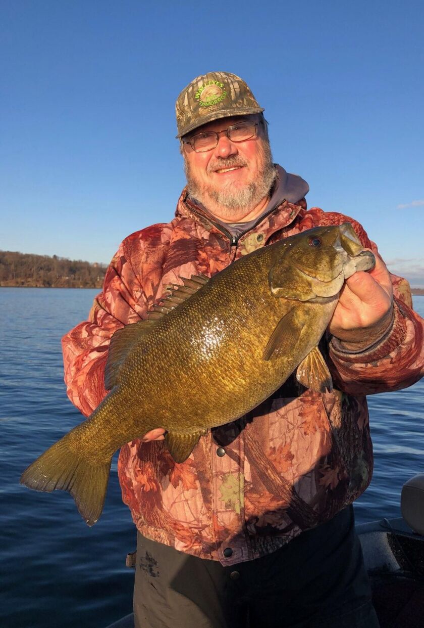 Harry Bowey from Princeton, Wis., with a 5-pound, 9-ounce smallmouth bass caught last week (released) with guide Mike Norris. Provided photo