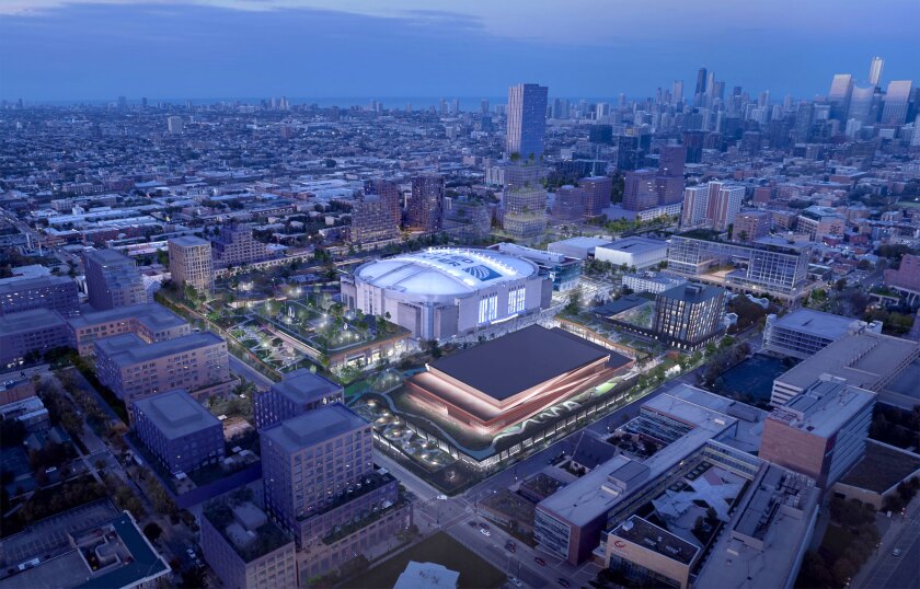 Rendering of the proposed $7 billion mixed-use development that would surround the United Center. If approved, the 10-year project — called The 1901 Project — would start in spring 2025.