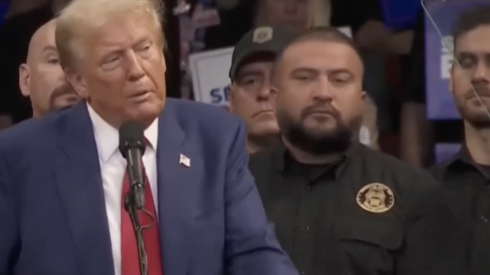 Donald Trump, then a presidential candidate, speaks in 2024 after he's endorsed by the National Border Patrol Council.