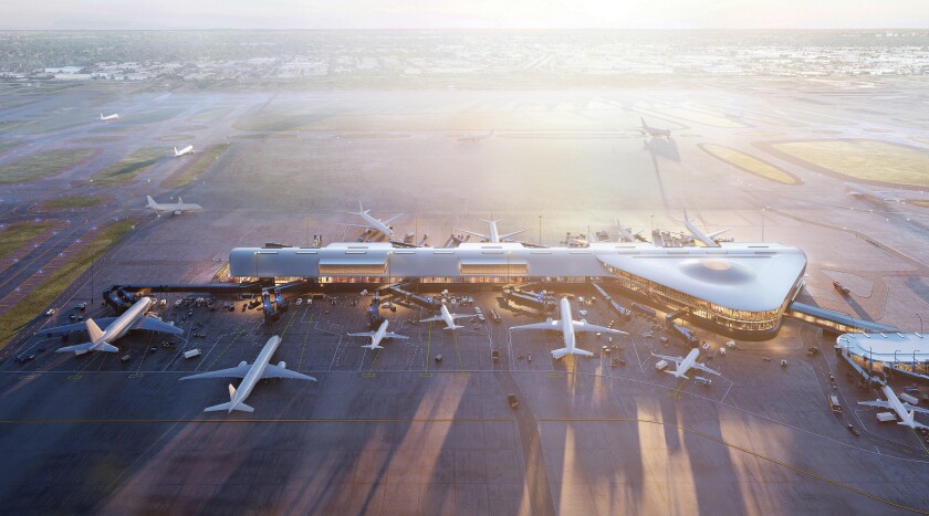 A rendering of the planned Satellite Concourse 1 at O'Hare International Airport.