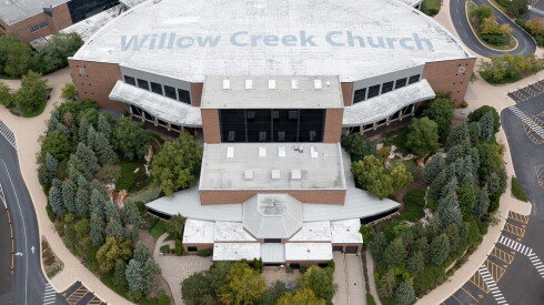 An overhead view of Willow Creek Community Church in South Barrington.