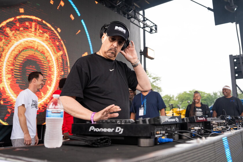 DJ John Morales performs during the Chosen Few Picnic at Jackson Park in the Woodlawn neighborhood, Saturday, July 8, 2023. | Pat Nabong/Sun-Times