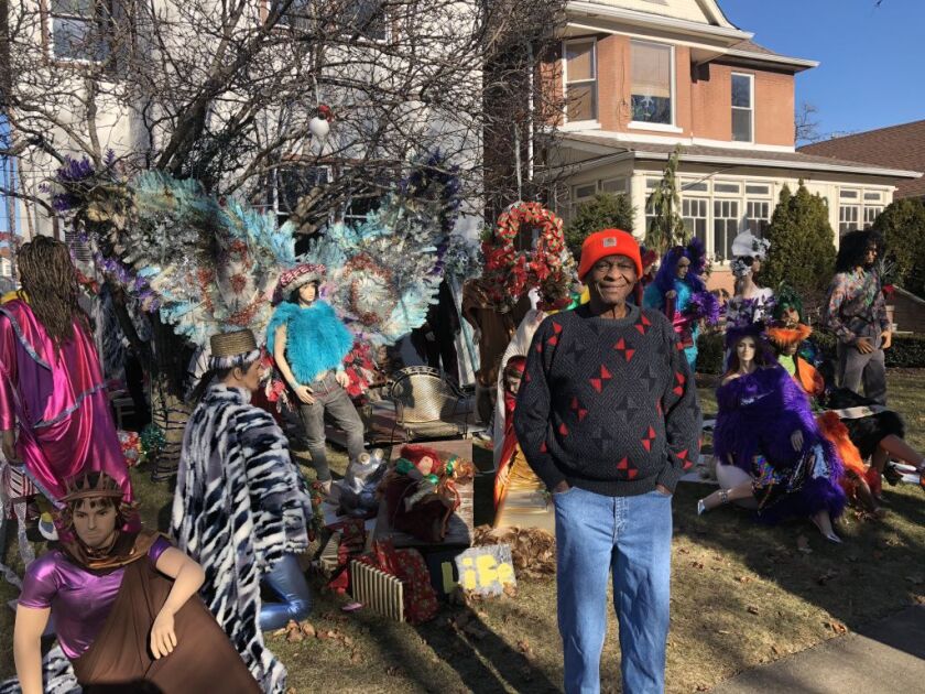 Jim McCall shows off his holiday display in Rogers Park on Dec. 24, 2018. | Chicago Sun-Times/Mitch Dudek