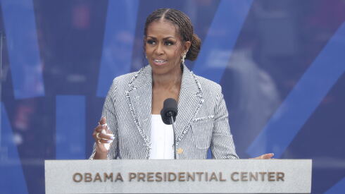 Former first lady Michelle Obama speaks Thursday at the opening of the Obama Presidential Center at Jackson Park on the South Side.