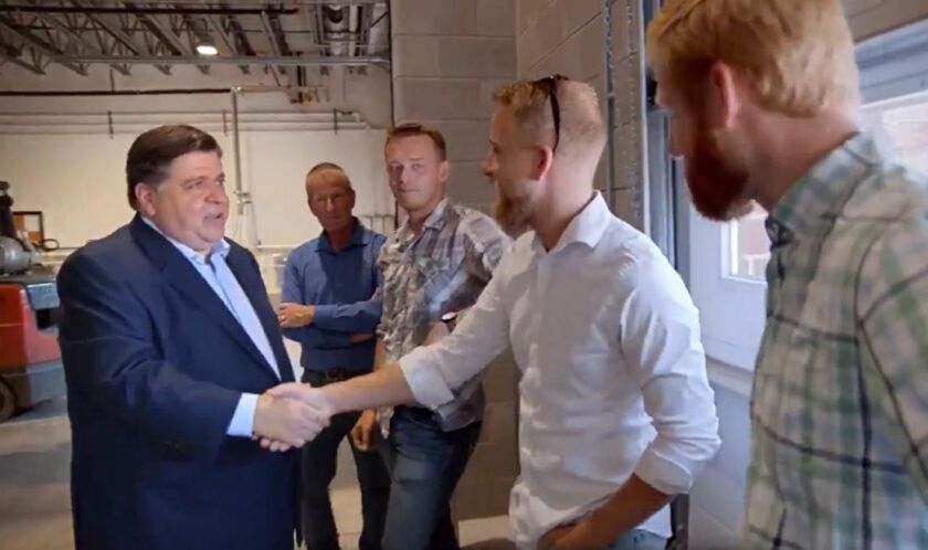 Scene from Gov. J.B. Pritzker’s reelection video released Monday.