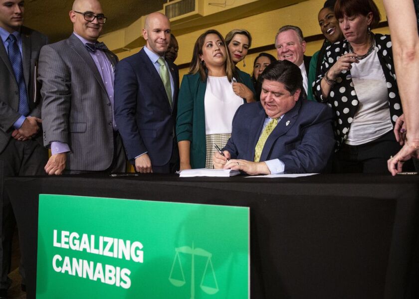 Gov. J.B. Pritzker signs legislation to make Illinois the nation’s 11th state to legalize recreational marijuana in 2019.