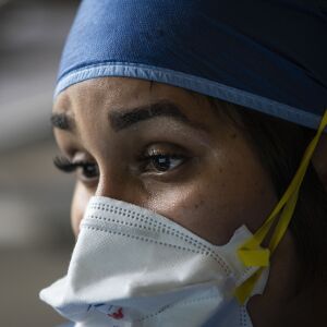 Nurse practitioner Capri Reese writes an email in her office at Roseland Community Hospital on the Far South Side, Tuesday afternoon, April 28, 2020. During Reese’s standard 12-hour shift Tuesday, she responded to five code blues and three patients suffering from the coronavirus died.