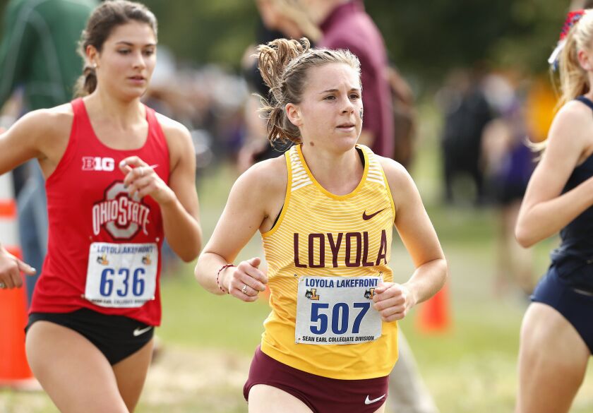 Lindsey Brewis nearly quit running halfway through her freshman year. | Steve Woltmann/Loyola Athletics